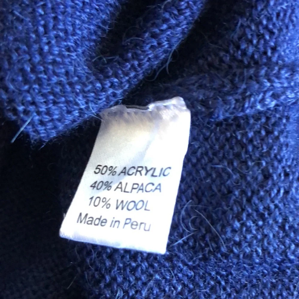 Alpaca Imports Zip Front Sweater Navy Blue XL Alpaca Wool - Picture 12 of 15